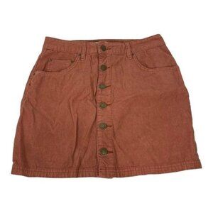 Billabong Womens Corduroy Button-Front Mini Skirt Size 28 Rust